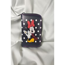 Leaf Accessory Mınnıe Mouse Desenli Çocuk ve Genç Cüzdanı, Fermuarlı, Kartlık Bölmeli Bozuk Para Gözlü