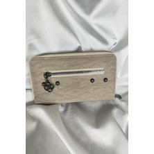 Leaf Accessory Sütlü Kahve Kadın Cüzdanı Çıtçıtlı Kapaklı, Içten Fermuarlı, Kartlık Bölmeli