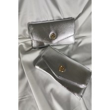 Leaf Accessory Lame Büyük Boy Kadın Cüzdanı Çıtçıtlı Kapaklı, Içten Fermuarlı, Kartlık Bölmeli