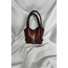 Leaf Accessory Kadın Çantası, Fermuaralı, Elde ve Omuz Askılı, Bordo Antrasit