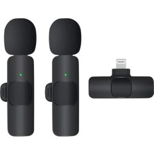 Eco Port K9 Kablosuz Yaka Mikrofonu Lightning 2’li Mini Mikrofon Youtube Tik Tok 2 Adet