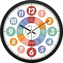 SHC4200 Emores Öğretici Çocuklar Için Eğitici Duvar Saati 30 cm Akar Saniye Seesiz Mekanizma