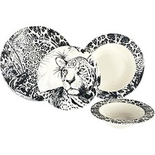 SHC4200 Zm Siyah Leopar 24 Parça Tabak Seti