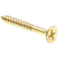 SHC4200 9035717 Ahşap Vida, Düz Başlı Phillips, 10 x 1-1/2 Inç, Masif Pirinç, 100&APOS;LÜ Paket