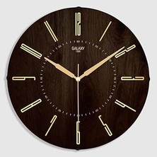 SHC4200 Galaxy Exclucive Compass Serisi Bombeli Varak Kilişeli Kadranlı Ev ve Ofis Duvar Saati 35 cm Kahver