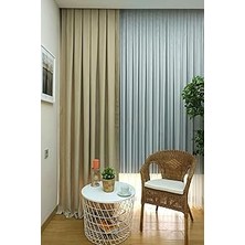 SHC4200 Ev Depo Bej Düz Renk Fon Perde Pilesiz Düz Dikim Ekstrafor Büzgü Tek Kanat Tacekssoftfonp