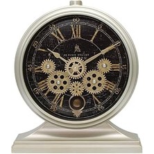 SHC4200 Serisi Antik Eskitme Kadranlı Döner Çarklı 32X28 cm Ev ve Ofis Masa ve Duvar Saati Roma Rak