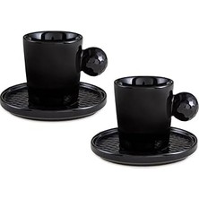 SHC4200 Golfline Siyah 2'li Tabaklı Kahve Fincan Takımı 90 cc