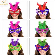 NW NessiWorld Tüylü Renkli Karton Parti Maskesi – 6 Renk