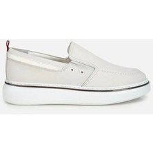 Hotiç Erkek Deri Beyaz Metal Detaylı Günlük Loafer