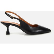 Hotiç Kadın Deri Siyah Arkası Açık Kısa Topuklu Ayakkabı