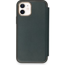 iPhone 12 Kılıf Dolpin Kapaklı - Koyu Yeşil