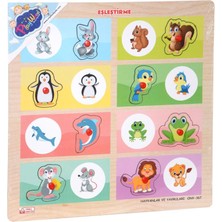 NW NessiWorld ONY-366-367 Ahşap Tutmalı Eşleştirme -Hayvanlar ve Yavruları