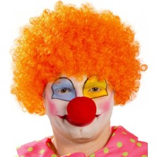 Turuncu Renk Kıvırcık Afro Palyaço Seti