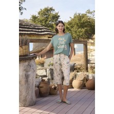 Aria's Closet Desenli ve Baskılı "see The World" Kapri Takımı