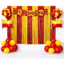 Lüks  Sarı Kırmızı Taraftar (Süper Set) Arkafonlu Konsepti Doğum Günü Parti Seti Süsü