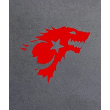 Sticker Usta Kurt ve Ay Yıldız Sticker - Türk Bayrağı Börü Gökbörü Sticker - Araba Oto Motosiklet Karavan Cam Sticker - 00071