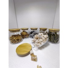 Öz Home 6'lı Vakumlu Bambu Kapaklı Cam Saklama/düzenleme Kavanozu 635 ml