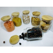 Öz Home 6'lı Vakumlu Bambu Kapaklı Cam Saklama/düzenleme Kavanozu 900 ml