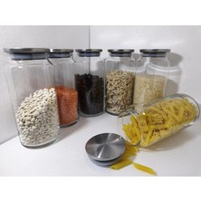 Öz Home 6'lı Vakumlu Metal Kapaklı Cam Saklama/düzenleme Kavanozu 1400 ml