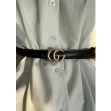 Moda Aksa Gucci %100 Deri Kemer Kahve