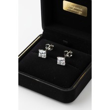 Begonia Accessories 925 Ayar Gümüş Kare Kesim Minimal Zirkon Taşlı 1 Çift 5 mm Küpe Set – Unisex Gümüş Takı, Zarif & Şık Tasarım, Günlük ve Özel Gün Kullanımı, Minimal Tek Taş, Hediye İçin Kutulu