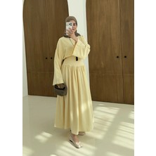 Moda Aksa 6017 Yüksek Bel Etekli Takım Sarı