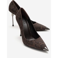 Luvi Carlas Kahverengi Desenli Kadın Topuklu Ayakkabı