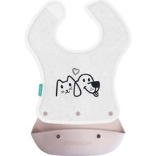 Mamajoo Silikon & Kumaş Katlanır Mama Önlüğü | 2-in-1 Powder Pink