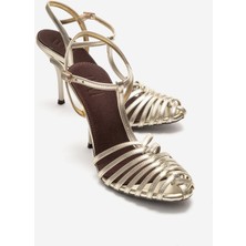 Luvi Pasıon Altın Kadın Topuklu Ayakkabı