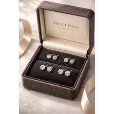 Begonia Accessories 925 Ayar Gümüş 3-4-5-6mm Minimal Zirkon Taşlı 4 Çift Küpe Seti – Unisex Gümüş Takı, Zarif & Şık Tasarım, Günlük ve Özel Gün Kullanımı, Minimal Tek Taş, Hediye İçin Kutulu