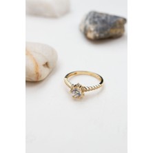 Latif Kuyumcu 14 Ayar Altın Baget Taşlı Yüzük LKYZK1555