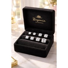Begonia Accessories 925 Ayar Gümüş 3-4-5-6mm Minimal Kare Zirkon Taşlı 4 Çift Küpe Seti – Unisex Gümüş Takı, Zarif & Şık Tasarım, Günlük ve Özel Gün Kullanımı, Minimal Tek Taş, Hediye İçin Kutulu