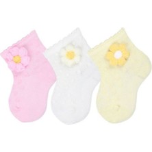 Bross 3lü Motifli Kız Bebek Soket Çorap ONL-02724 Asorti Renklerde Desenli Konforlu Kullanım