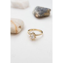 Latif Kuyumcu 14 Ayar Altın Baget Taşlı Yüzük LKYZK1558