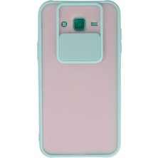 İlk El Grup  Samsung Galaxy J7 Kılıf Palm Buzlu Kamera Sürgülü Silikon - Turkuaz