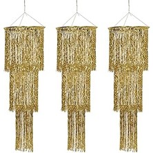 SHC4200 Beistle 3 Parça Üç Katlı Metalik Altın Plastik Parıltılı Asma Avizeler Yılbaşı Partisi Dekorasyonla