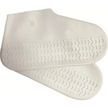 Uslucan Alışveriş Silikon Ayakkabı Kılıfı Kaymaz Su Kir Geçirmez  M Beden Beyaz