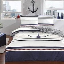 SHC4200 Harbor Ranforce Marin DESENLI%100 Pamuk Nevresim Takımı, Lacivert, Çift Kişilik