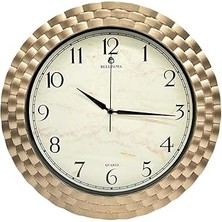 SHC4200 Bellisima BL-1037 Serisi Klasik Kadran Örme Desenli Sessiz Akar 30 cm Duvar Saati Gold