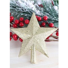 Yılbaşı Çam Ağacı İçin Altın Renk Yıldız Tepelik Parti Sürprizi 20 cm Ev Dekoru