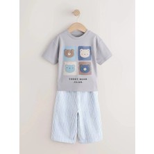 Monila Erkek Çocuk Bebe Mavi Ayıcık Aplikeli Jogger Pantolonlu Altüst Takım