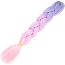 İlk El Grup Simli Lila / Pembe / Şeker Pembesi Ombreli Örgülük Saç 100 Gr.