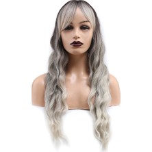 İlk El Grup Perçemli Uzun Su Dalgası Fiber Sentetik Peruk- Ombre ve Röfleli