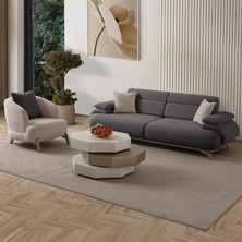 Eymense Bonjo Sırt Mekanizmalı Kasalı Koltuk Takımı 3+1 Antrasit