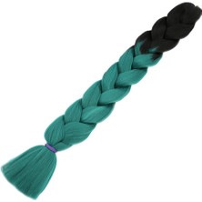 İlk El Grup Afrika Örgülük Sentetik Ombreli Saç 100 Gr. - Siyah / Yeşil