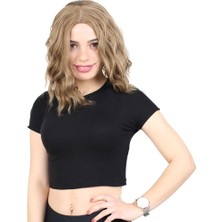 İlk El Grup Fiber Sentetik Kısa Dalgalı Perçemsiz Peruk - Bebek Kumralı