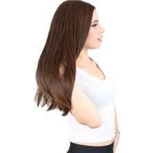 İlk El Grup Fiber Sentetik Uzun Düz Peruk - Kahve Karamel