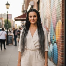 İlk El Grup Afrika Örgüsü ve Rasta Için Sentetik Ombreli Saç - Siyah / Koyu Gri