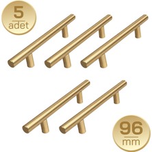 Badem10 96MM Alteta (5 Adet) Soft Altın Metal Mobilya Mutfak Dolap Çekmece Dolabı Kulbu Kulpu Kulpları